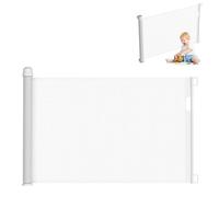 UISEBRT Retráctil Puertas de Seguridad para niños 0-150 cm, Barrera Seguridad Niños Escalera, Puerta Seguridad Bebé Extensibles Barrera para niños y Perros para Uso Interior y Exterior, Blanco