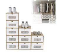 UISEBRT Set de 20 cajas, Cajas de zapatos apilables, Caja de almacenamiento con cajones y ventana transparente, Cajas de orden para zapatos para dormitorio infantil, oficina, sala de estar, dormitorio