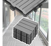 UISEBRT Suelo de balcón, azulejos de balcón vendidos, sistema de clic, plástico, azulejos clics para jardín, balcón, terraza (gris claro, 3 m², modelo H)