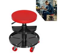 UISEBRT Taburete de taller móvil con bandeja y ruedas, taburete de garaje, capacidad de carga de 150 kg, para taller, cuidado de vehículos, mantenimiento de máquinas y bricolaje (redondo)