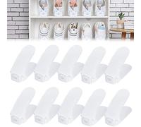 UISEBRT Zapatero ajustable de 10 piezas, apilador de zapatos para ahorrar espacio, organizador de zapatos, 3 alturas ajustables, antideslizante, color blanco