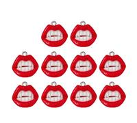 [Uitndvyte] 10 cuentas de resina de labios rojos para niñas fabricación de joyas de prostitución hallazgos collar llavero colgante