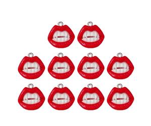 [Uitndvyte] 10 cuentas de resina de labios rojos para niñas fabricación de joyas de prostitución hallazgos collar llavero colgante