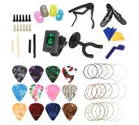 Uitndvyte Accesorios para guitarra, juego de herramientas de repuesto para guitarra, incluye púa, cejilla, cuerdas de guitarra, bobinador de cuerdas, pin de puente