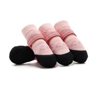 Uitndvyte Calcetines transpirables para perros con suela de goma de agarre grueso, calcetines para mascotas para interiores y exteriores, protegen las patas de forma segura en suelos duros