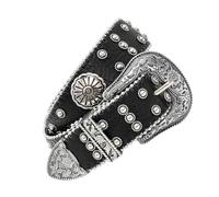 Uitndvyte Cinturón punk de piel sintética para mujer con detalles de metal metálico, 4 colores elegantes para uso diario y ocasiones especiales, cintura punk de poliuretano suave