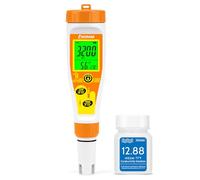 UIUZMR Medidor Sal y pH Piscinas, Medidor Digital de Salinidad Piscina Agua | 5 en 1, Medidor de pH/Sal/TDS/EC/Temp, con 12.88mS/cm Solución de Calibración, para Piscina Salina, Acuario, Spa, Agua