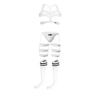 UIWFJEH Calzoncillos de lencería erótica para Hombre Cinturón De Pecho para Hombre, Ligas, Bragas, Tirantes, Calzoncillos, Tangas Y Tangas, Calzoncillos Gay De Cintura Baja, Medias, Calcetines,Blanc