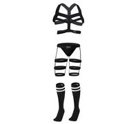 UIWFJEH Ropa Interior Sexy G-String Thong para Hombres Cinturón De Pecho para Hombre, Ligas, Bragas, Tirantes, Calzoncillos, Tangas Y Tangas, Calzoncillos Gay De Cintura Baja, Medias, Calcetines,Neg