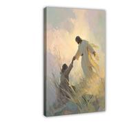 UIYTYBGAG Lienzo decorativo para pared, diseño de Jesús con texto en inglés "Rise in His Light" (60 x 90 cm)