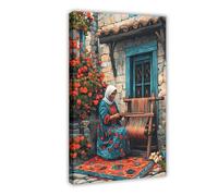 UIYTYBGAG Lienzo decorativo para pared, diseño de mujer libanesa tejiendo Kilim, 20 x 30 cm