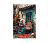 UIYTYBGAG Lienzo decorativo para pared, diseño de mujer libanesa tejiendo Kilim, 20 x 30 cm