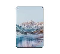 UIYTYBGAG Póster retro de las montañas rocosas de Colorado, de color granate, letrero de metal de estaño, arte elegante, pintura de hierro, bar, cueva de personas, cafetería, garaje, póster decorativo