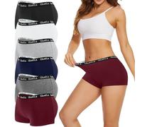 Uizuooy Bragas Mujer Algodón Cintura Media Boxer Mujer Culotte Mujer Cómodas Elástico Ropa Interior de Base Paquete de 6 3429, Multicolor-2un2, M