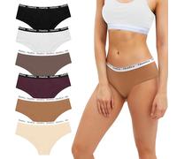 Uizuooy - Bragas para mujer, algodón, suave, deporte, elástico, ropa interior, para mujer, media altura, multipaquete, juego de 6, Multicolor, mu3, L