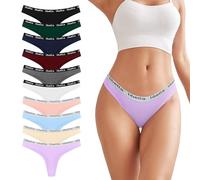 Uizuooy Pack de 10 Tangas Mujer Pack Suave Tangas Mujer Algodón Bragas para Deporte Elástico Transpirable Ropa Interior Braguitas de Cintura Baja Multicolor UM1-XL