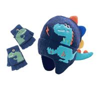 UJBVCX 2in1 Invierno Set de Gorro y Guantes para niños Dinosaurio Punto Gorro Niño Conjuntos de Accesorios de Invierno 3 a 5 años