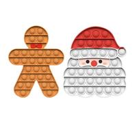 UJBVCX 2PCS Christmas Fidget Toys Set, Push Bubble Fidget Toy, for Kids Adults Sensory Toy Christmas Decoration Popit Santa and Gingerbread