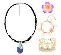 UJBVCX 4 Piezas Collar de Océano, Collar Tobillera Pulsera Horquilla de Flor, para Niñas Hawái Navidad Cumpleaños Carnaval Regalo