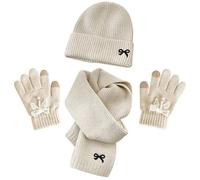 UJBVCX Juego de 3 Gorro Bufanda Guantes Set para Niña Conjunto Accesorios de Invierno Cálido Beanie Punto Felpa Calentador de Cuellode para 3-6 Años