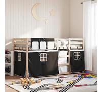 UJCHVHN Artículo-Litera sin colchón Blanco y negro 90x190 cm Sencillo Madera maciza Pinos, Camas y accesorios, Camas y marcos de cama
