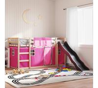 UJCHVHN Artículo-Litera sin colchón con tobogán y cortinas rosa 90 x 200 cm, camas y accesorios, camas y marcos de cama
