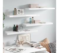 UJCHVHN Estantes de pared flotantes para artículos, 4 unidades, color blanco brillante, 80 x 23,5 x 3,8 cm, MDF, estantes, estantes de pared y repisas