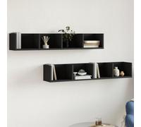 UJCHVHN Gabinetes de pared, 2 unidades, color negro, 99 x 18 x 16,5 cm, estantes y repisas de madera