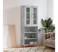 UJCHVHN Highboard Hormigón Gris 69,5 x 34 x 180 cm Gabinetes de madera de ingeniería y buffets y aparadores de almacenamiento