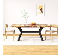 UJCHVHN Item-Mesa de comedor maciza de madera reciclada y cruz de acero de 180 cm, mesas, mesas de cocina y comedor