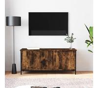UJCHVHN Item-Mueble de TV con puertas de roble ahumado, 102 x 35 x 45 cm, madera de ingeniería, centros de entretenimiento y soportes de TV