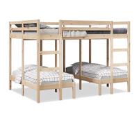 UJCHVHN Marco de litera triple de 140 x 200/70 x 140 cm, madera maciza de pino, camas y accesorios