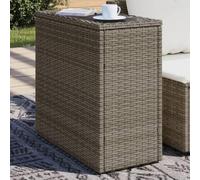 UJCHVHN Mesa auxiliar de jardín con parte superior de cristal, color gris, 58 x 27,5 x 55 cm, ratán polivinílico, mesas para exteriores