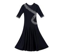 UJEDFHV Abiti Da Sala Da Ballo Vestido de Baile Moderno, Ropa salón estándar, Faldas largas for Mujer, práctica, vals, Tango, cóctel, Chicas, graduación(Black,M)