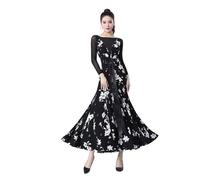 UJEDFHV Abiti Da Sala Da Ballo Vestido de Baile salón, Traje práctica Moderno Alta Gama, estándar Nacional, Ropa actuación escénica Tango y vals for Mujer(Black,XXL)