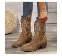 UJEDFHV Botas Cowboy Camperas Altas Mujer Botas de Mujer, Moda clásica, Punta Puntiaguda, tacón, Botines, Mujer, Casual, Sencillo, cómodo, Zapatos de Vaquero, Mujer(Brown,42)