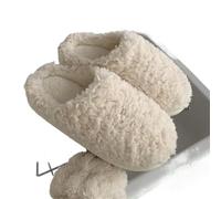 UJEDFHV Chinelos Homem Zapatillas Cálidas De Algodón For Invierno, Felpa Color Sólido A La Moda For Mujer, Zapatos Casa For Parejas, Piel Suave For(Beige-B,38-39(fit 37-38))