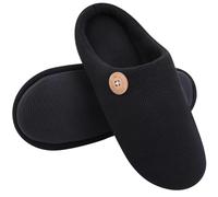 UJEDFHV Chinelos Homem Zapatillas cálidas de algodón for mujeres y hombres, zapatillas suaves sin cordones, planas for interiores, chanclas silenciosas for parejas(Black,44-45(10.4-10.6inch))