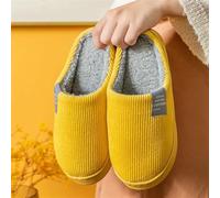 UJEDFHV Chinelos Homem Zapatillas de algodón for dormitorio, zapatos invierno cálidos y peludos for hombre mujer, zapatillas interior, casa cálidas, chanclas for(Yellow,38-39)