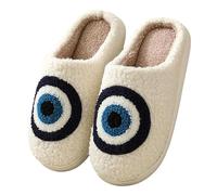 UJEDFHV Chinelos Homem Zapatillas de algodón for hombres y mujeres, máscara Halloween, hogar, antideslizantes, parejas, zapatos felpa for interiores en invierno(Circles-A,40-41)