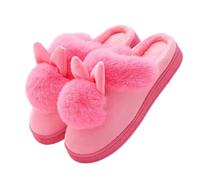 UJEDFHV Chinelos Homem Zapatillas de casa invierno for mujer, zapatos suaves y antideslizantes, pantuflas interior for dormitorio for parejas, bonitos toboganes suelo conejo(Pink red,38-39)