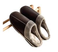 UJEDFHV Chinelos Homem Zapatillas De Invierno Talla Grande For Hombre, Zapatos Cuero For El Hogar For, Planas Algodón Piel Impermeables For Interiores For Dormitorio(Brown,42-43(fit 41-42))