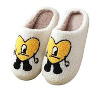 UJEDFHV Chinelos Homem Zapatillas for mujeres y hombres, suaves peludas, cálidas acogedoras, con forma de corazón, felpa, sin cordones, for casa(Yellow,38-39)