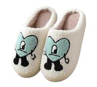 UJEDFHV Chinelos Homem Zapatillas for mujeres y hombres, suaves peludas, cálidas acogedoras, con forma de corazón, felpa, sin cordones, for casa(Light Blue,38-39)