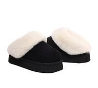 UJEDFHV Chinelos Homem Zapatillas Mullidas De Invierno For Mujer, Casa Cálidas Y Peludas, Algodón Con Plataforma Antideslizantes Ante Suave Espuma Viscoelástica(Black,44-45)