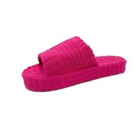 UJEDFHV Chinelos Homem Zapatos de mujer peludos y cálidos con suela gruesa una palabra, zapatillas informales combinables al aire libre arrastre algodón en relieve(Rosy Red,42)