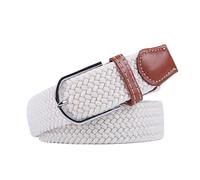 UJEDFHV Cinturón de lona Cinturón de lona tejida elástica trenzada for hombre y mujer, con hebilla pasador, informal, 107/120/130 cm para Trabajo y Uso Diario(3.3cmX120cm,White)
