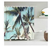 UJEDFHV Cortina de Ducha Beach Sea Palm Trees Shower Curtains Scenery Waterproof 3D Bathroom with Hooks Home Decoration Washable Bath Screen(Color 23,W180xH200cm)