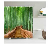 UJEDFHV Cortina de Ducha Printing Forest Shower Curtain Green Plant Tree Landscape Bath with Hooks For Bathroom Waterproof Scenery(Color 18,W240xH180cm)