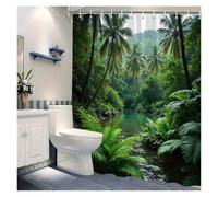 UJEDFHV Cortina de Ducha River Scene Waterproof Shower Curtain For Bathroom Decor, Bringing The Outdoors Inside with Lush Greenery(W210XH180cm)